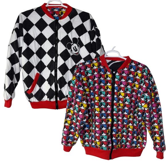 Vintage Walt Disney Mickey Mouse Jacket Women's XL Bomber Reversible - Picture 1 of 16